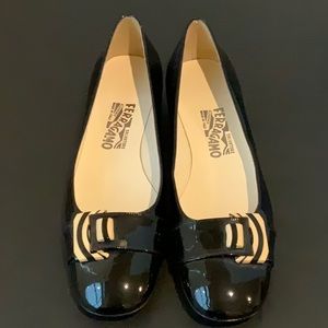 Snazzy Salvatore Ferragamo flats with a zebra buckle.  New, size 9.5 B.  No box.